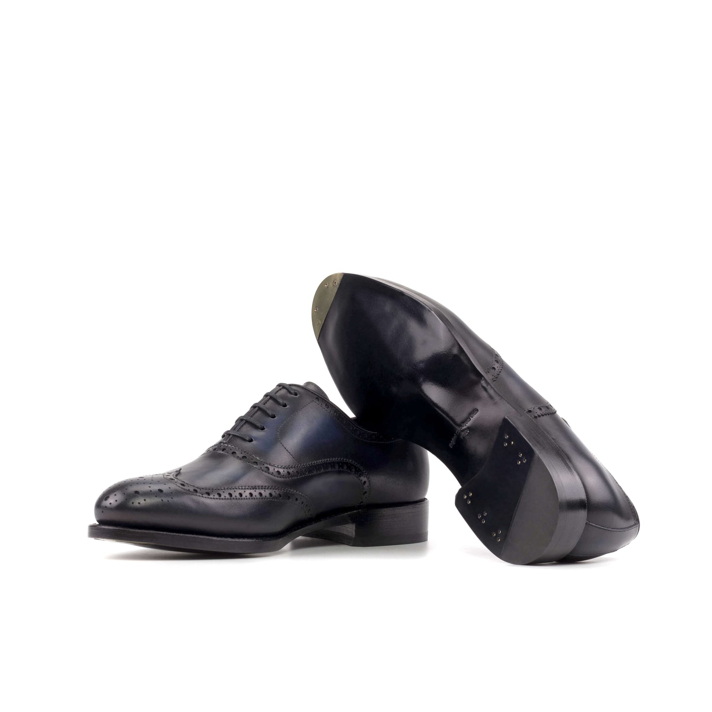 Bespoke Navy Blue Full Brogue Oxford Shoes