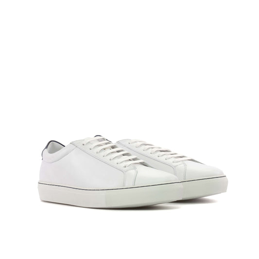 Men's Bespoke White Leather Low-Top Sneakers
