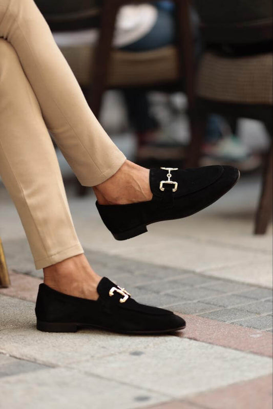 Elegant Black Suede Bit Loafers