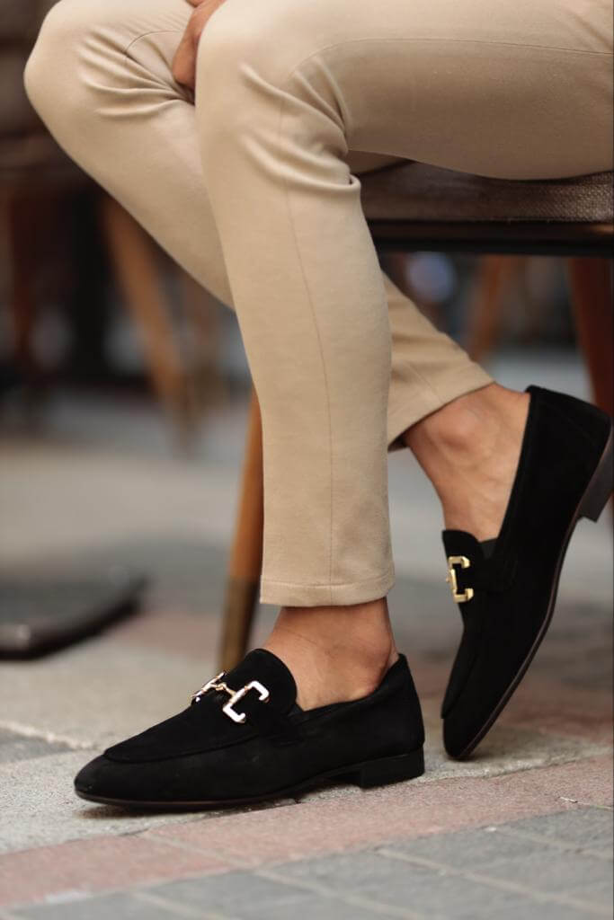 Elegant Black Suede Bit Loafers Hollo Shoe Elegant Black Suede Bit Loafers Hollo Shoe