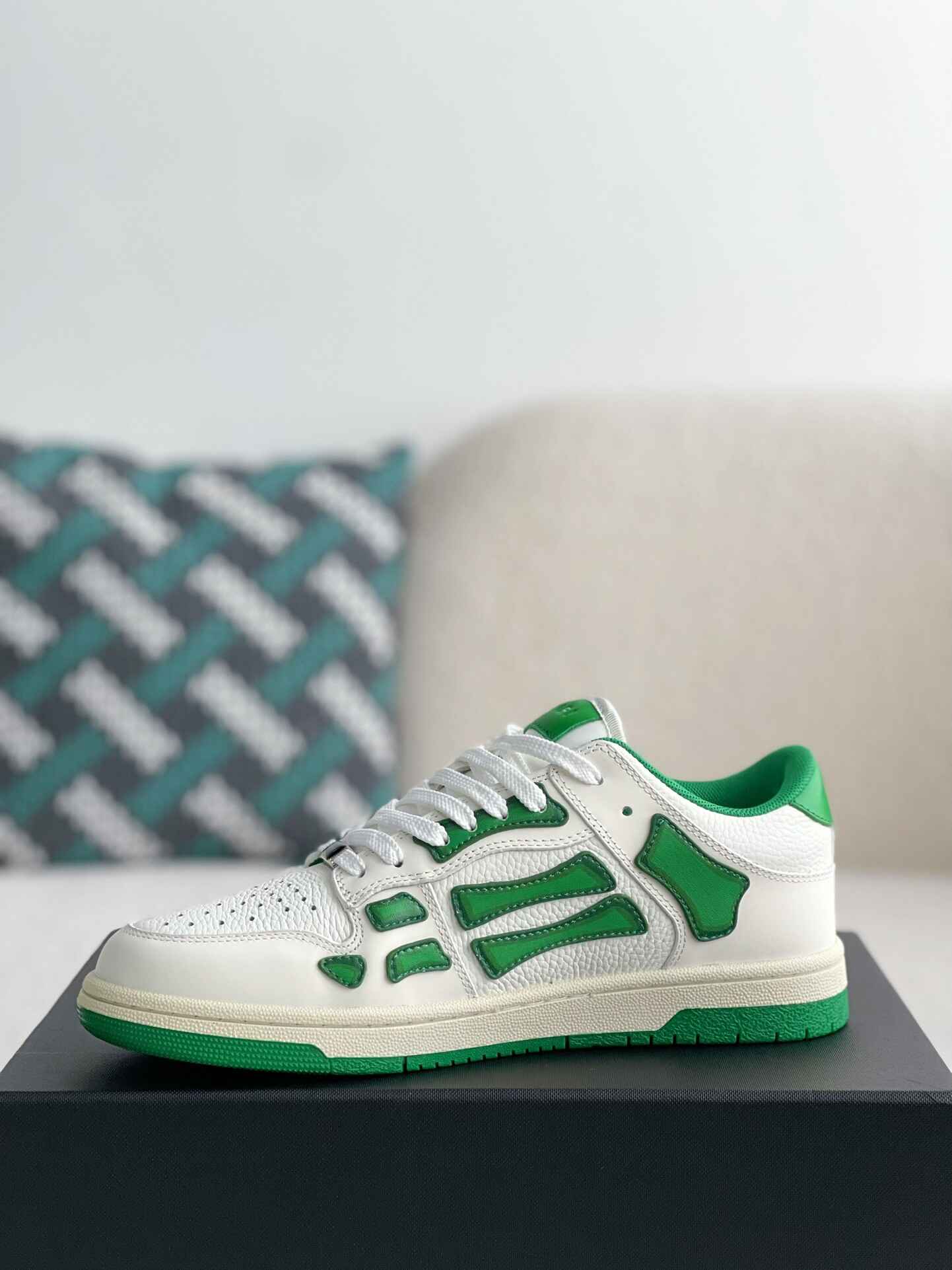 AMIRI Skel Top Low White Green Sneakers