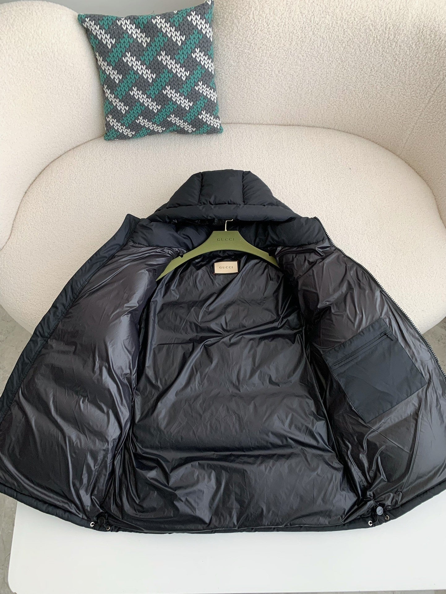 Gucci GG Black Hooded Down Jacket