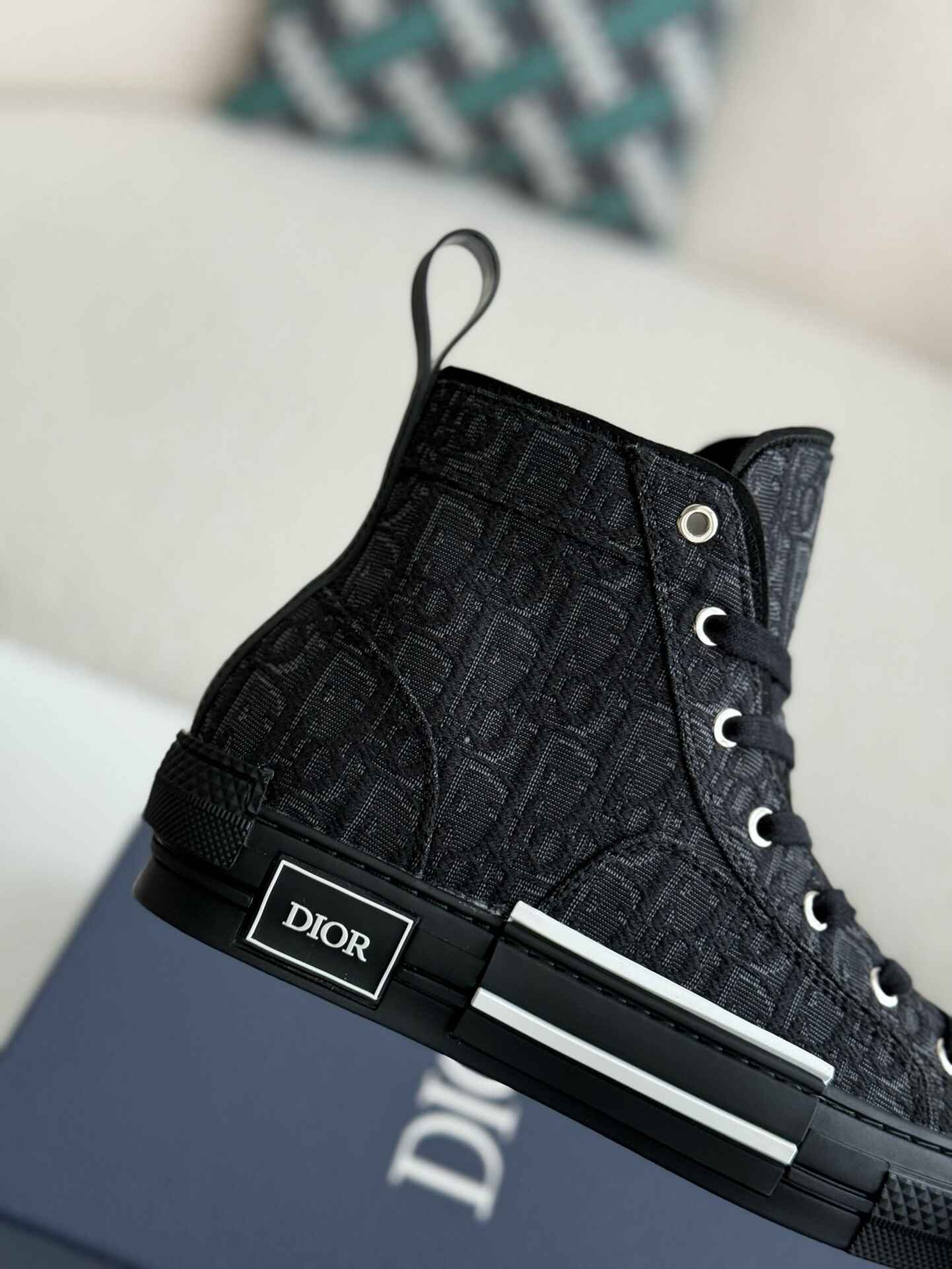 Dior B23 High-Top Sneaker in Black Dior Oblique Jacquard – Hollo Shoe