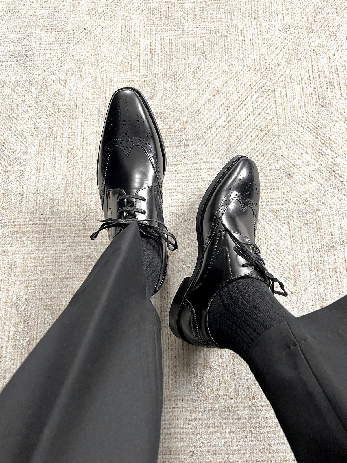 Genoa Wingtip Derby — Onyx Black Calfskin