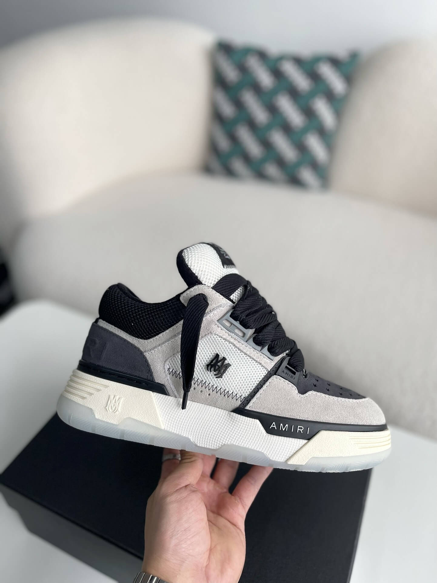 Amiri MA-1 Sneaker – Grey Suede, Black & White – Hollo Shoe