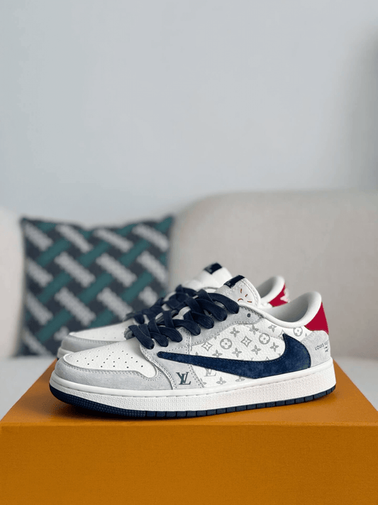 Louis Vuitton x Nike SB Dunk Low White Monogram Navy Red