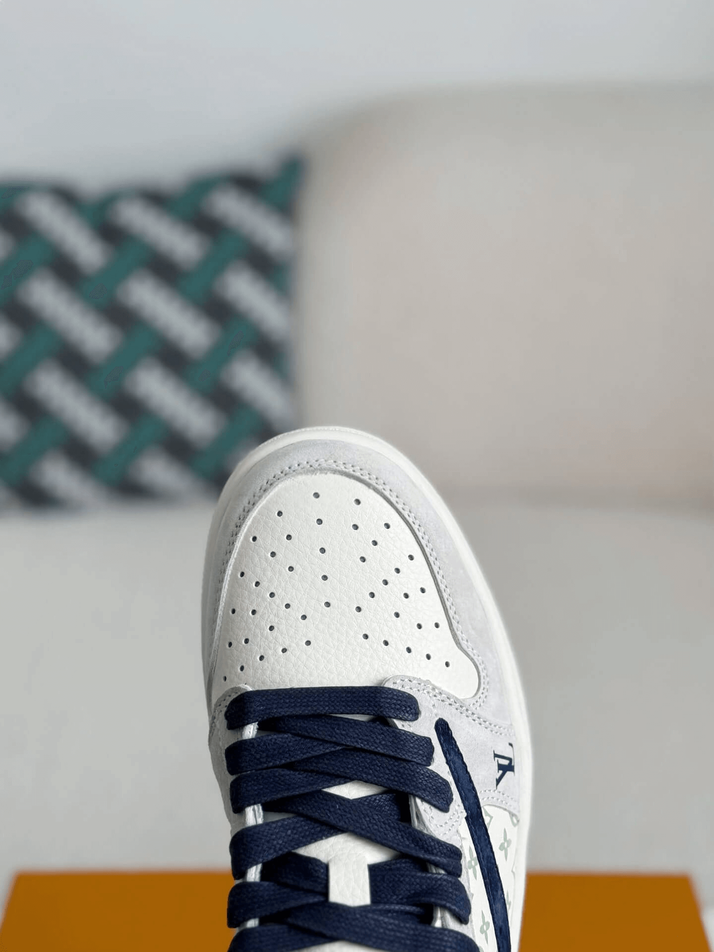 Louis Vuitton x Nike SB Dunk Low White Monogram Navy Red