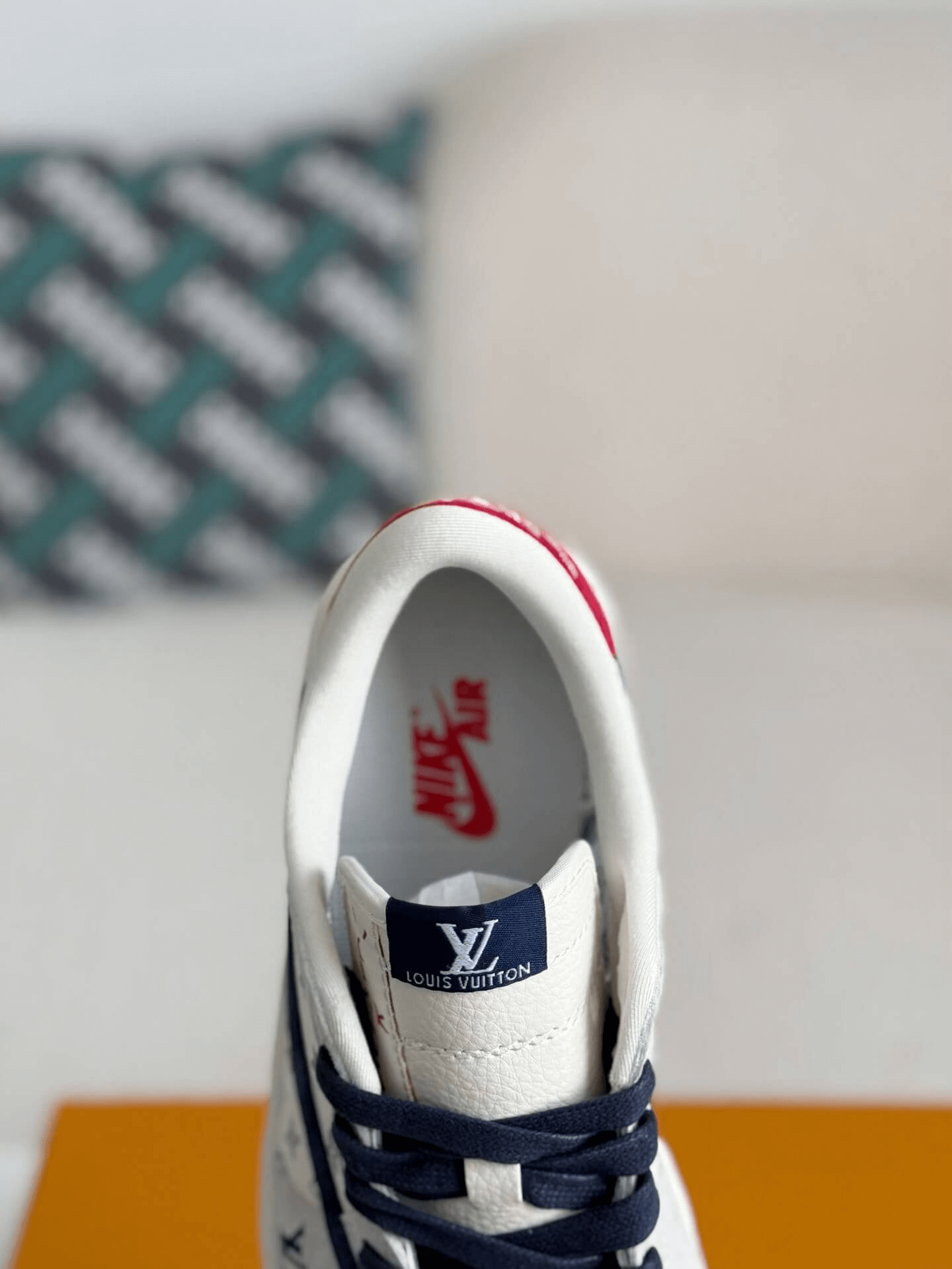 Louis Vuitton x Nike SB Dunk Low White Monogram Navy Red