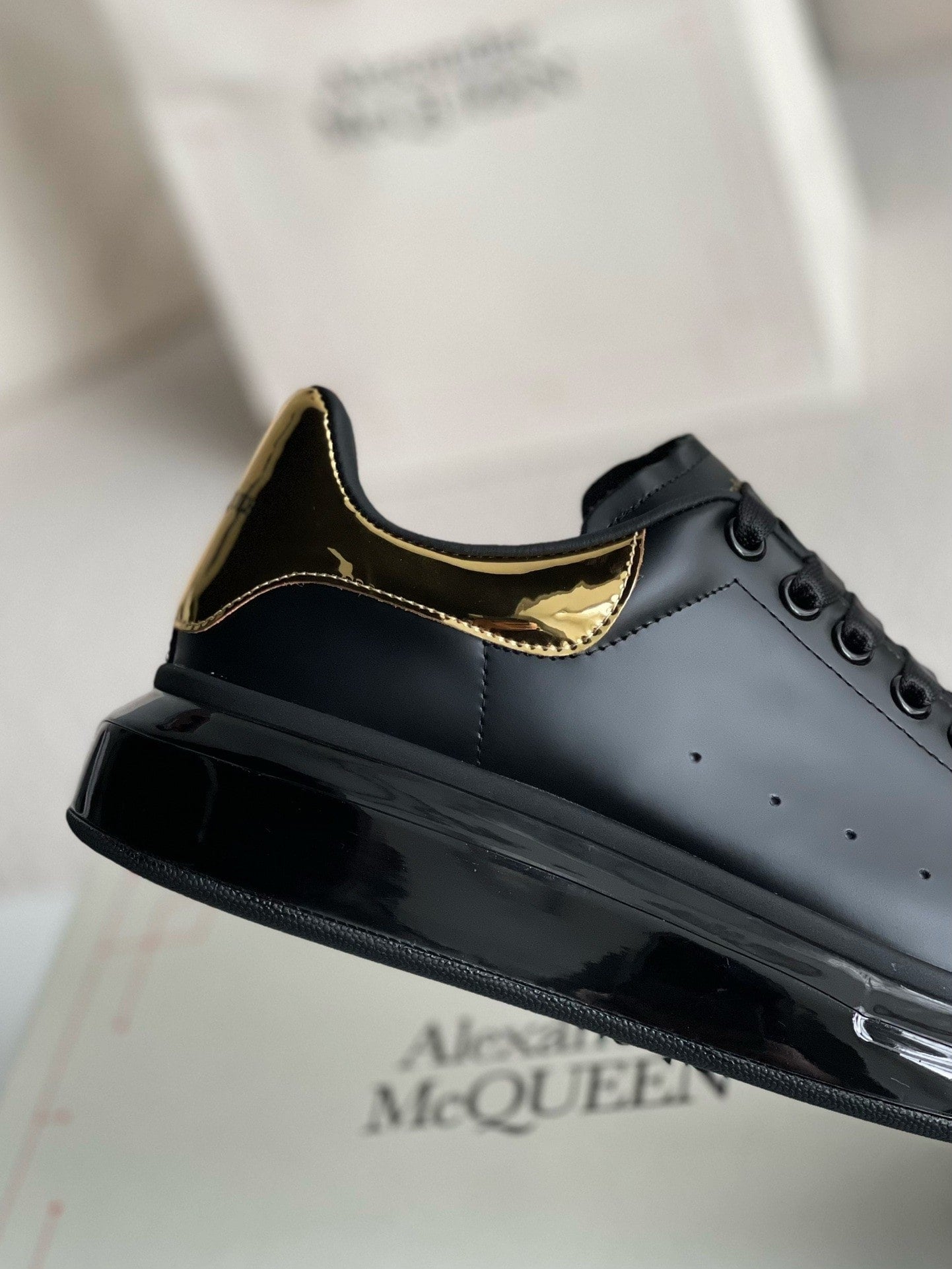 Alexander McQueen Oversized Black Gold Sneakers – HolloShoe