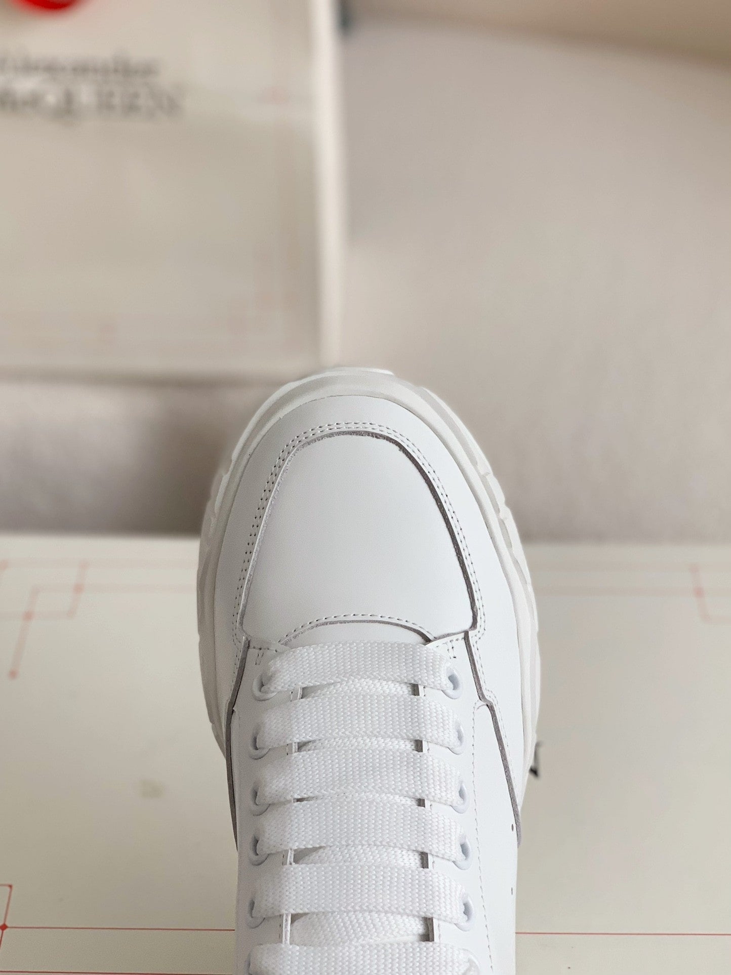 Alexander McQueen Men's White Leather Court Trainer Sneakers