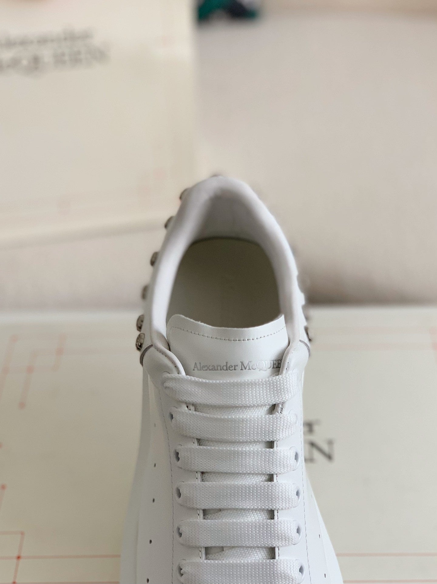 Alexander McQueen Men's White Leather Oversized Sneakers with