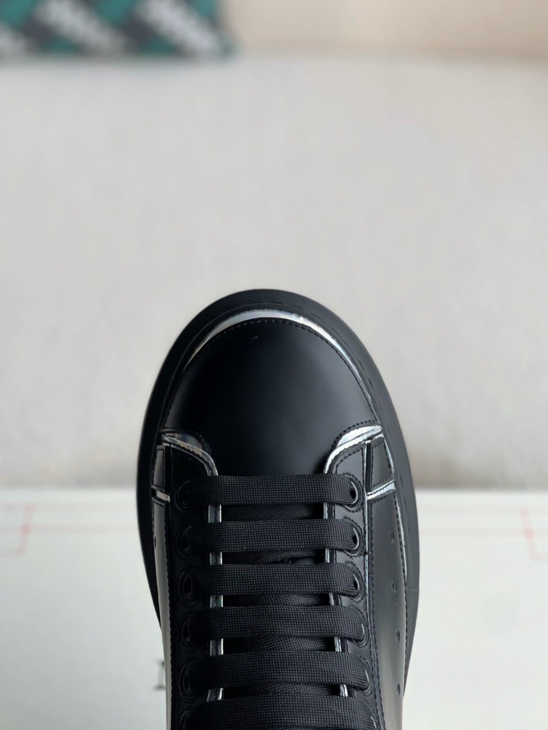 Alexander McQueen Oversized Black Sneakers with Holographic Piping