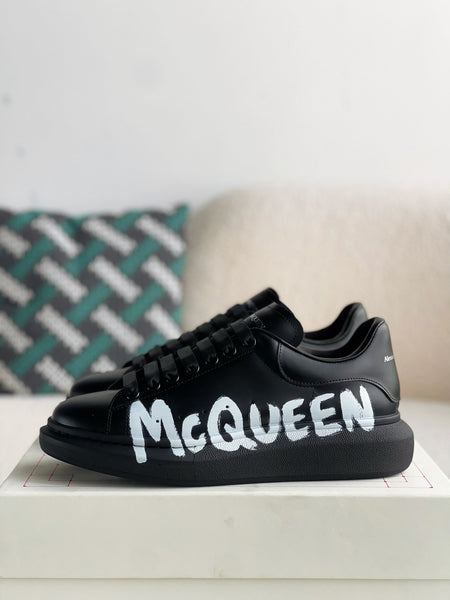 Alexander McQueen Oversized Graffiti Black White Sneakers – HolloShoe