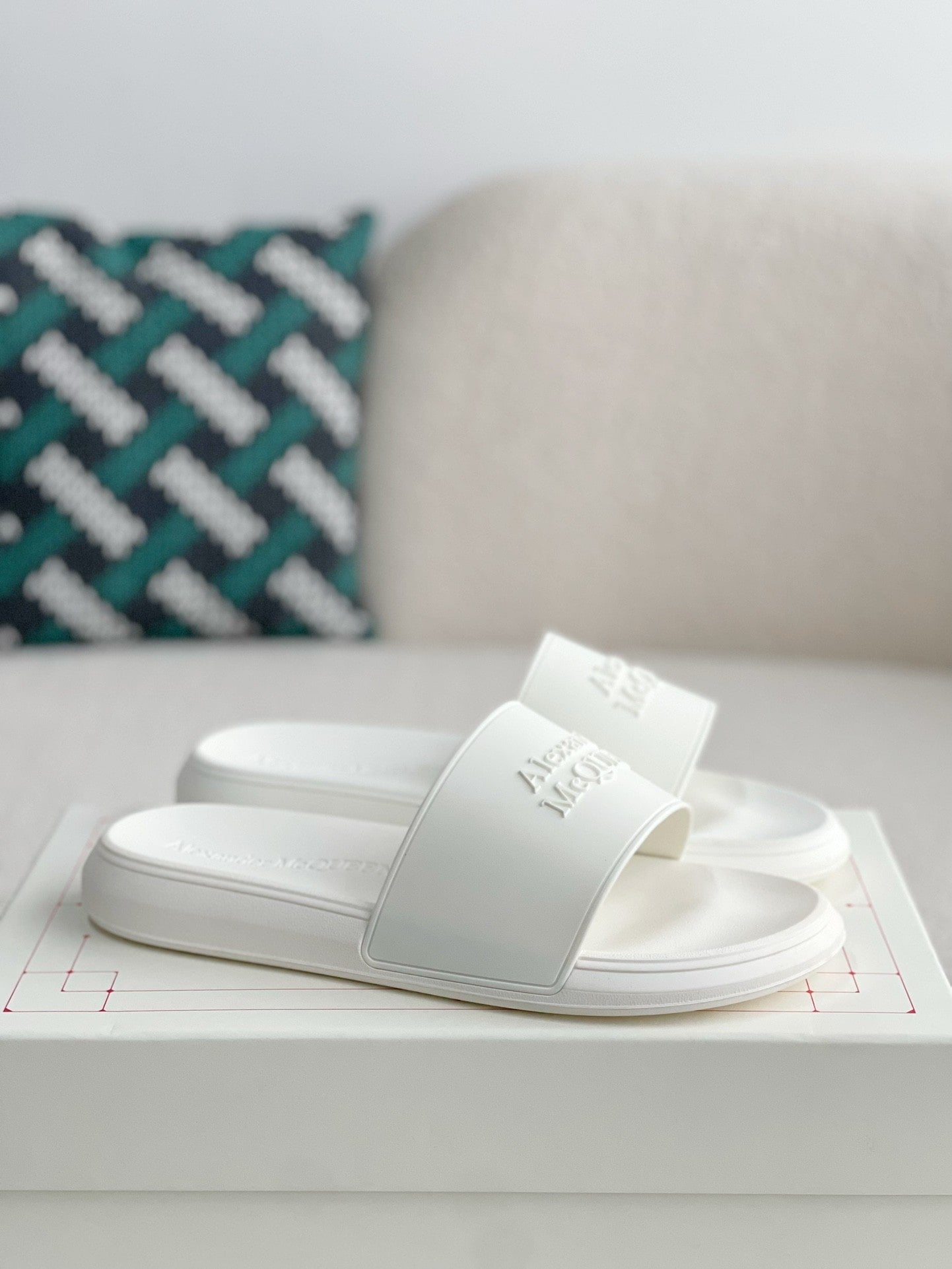 Alexander McQueen White Rubber Flat Slides