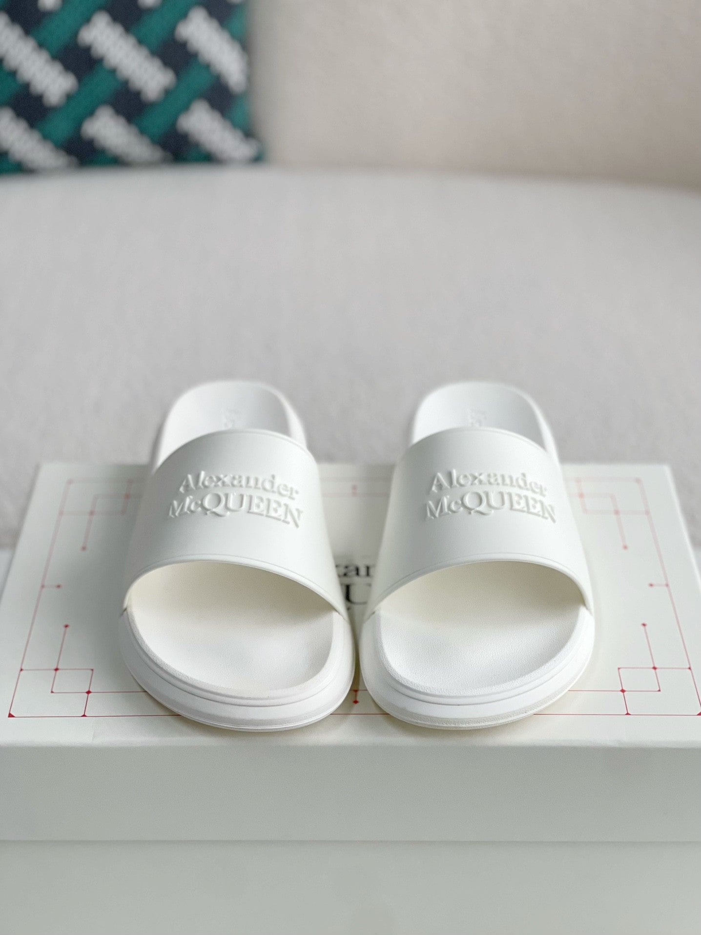 Alexander McQueen White Rubber Flat Slides