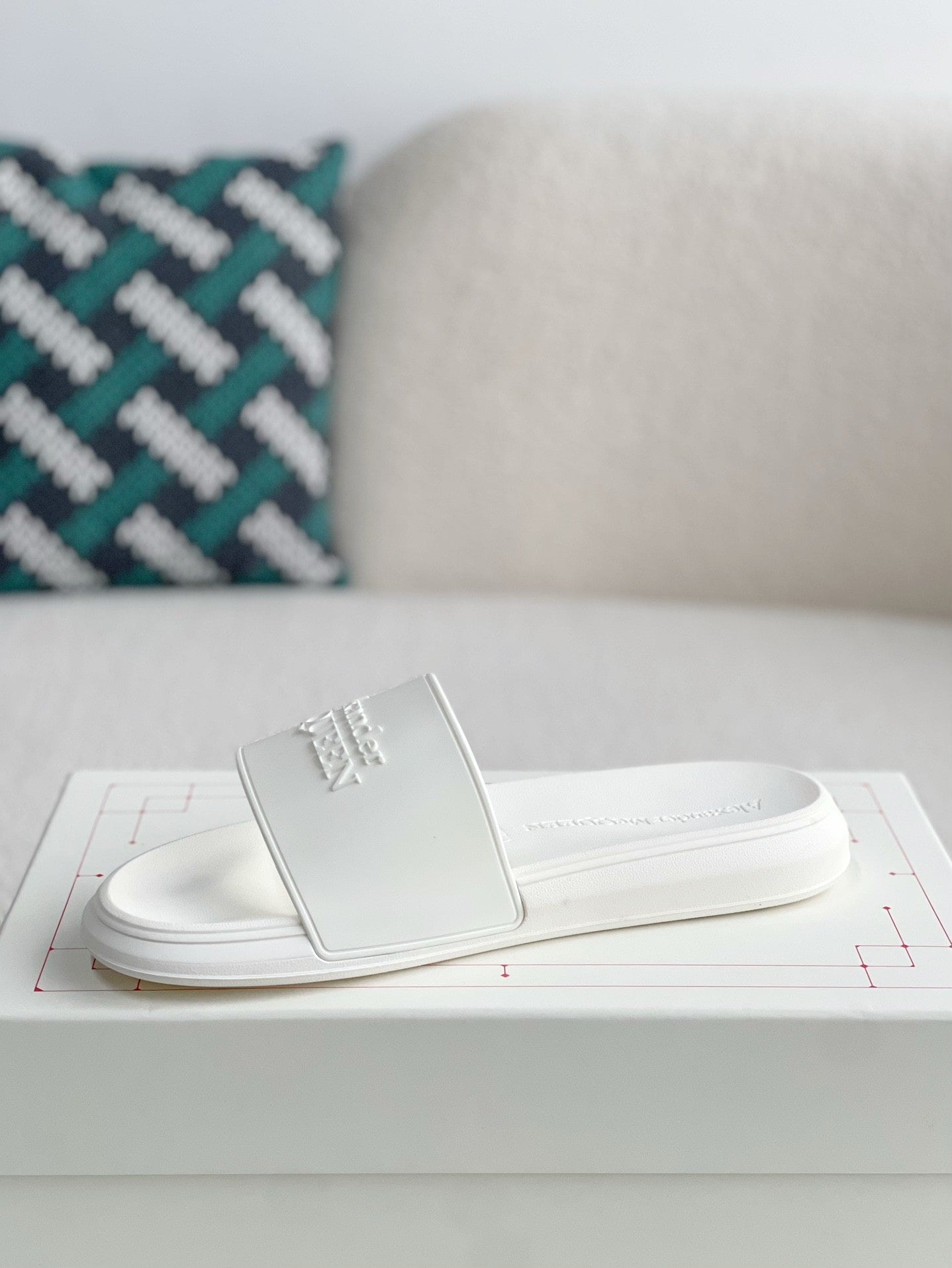 Alexander McQueen White Rubber Flat Slides