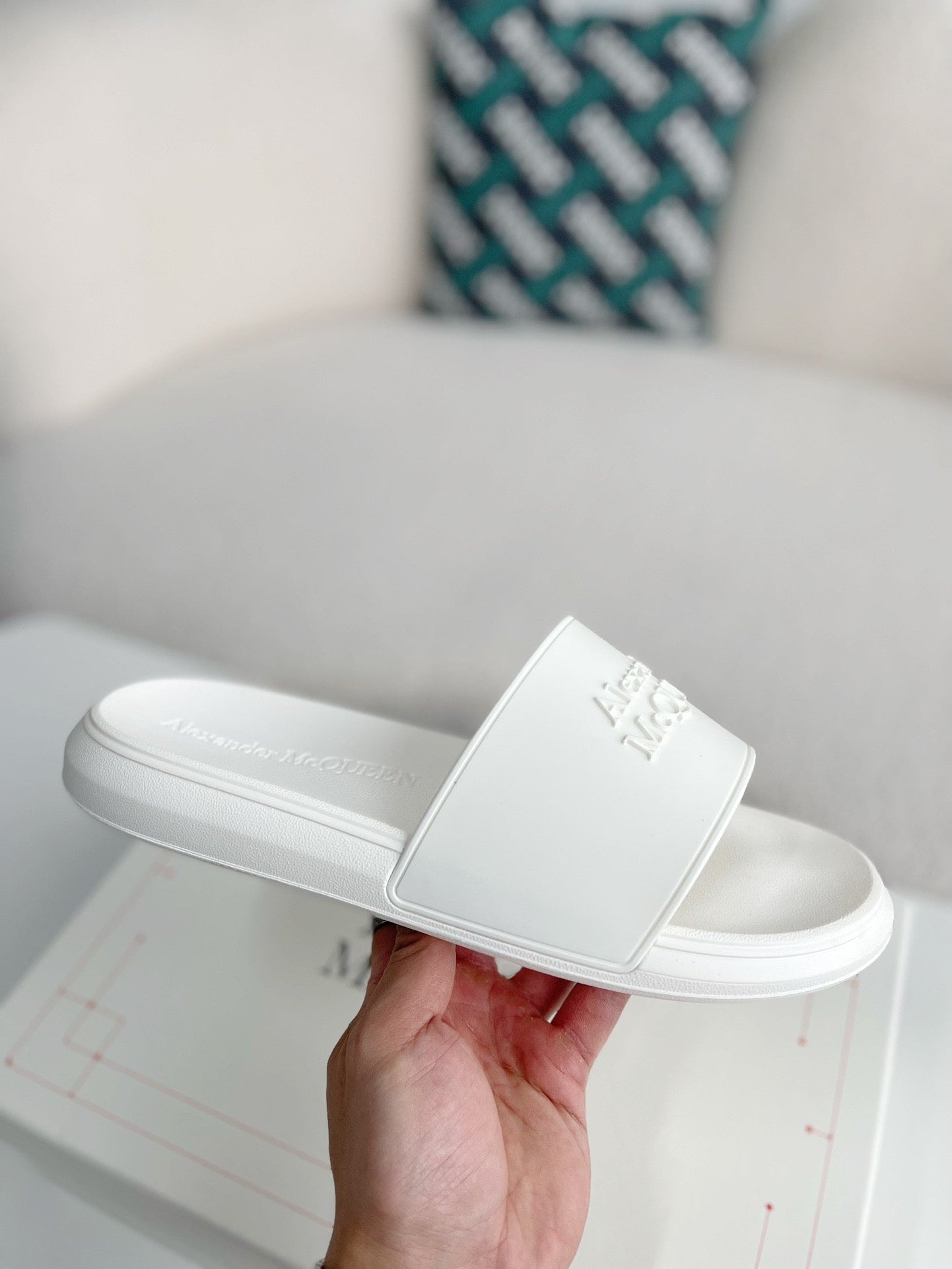 Alexander McQueen White Rubber Flat Slides