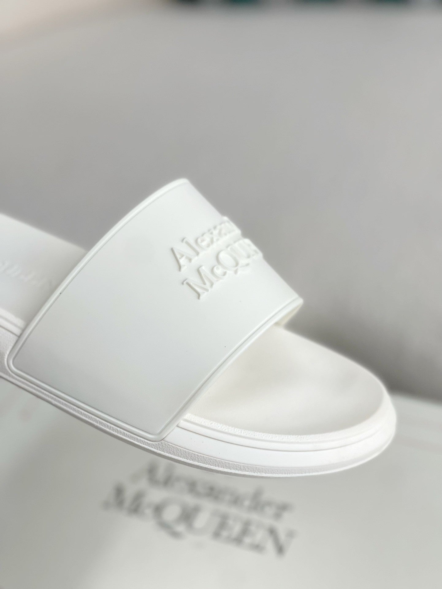 Alexander McQueen White Rubber Flat Slides