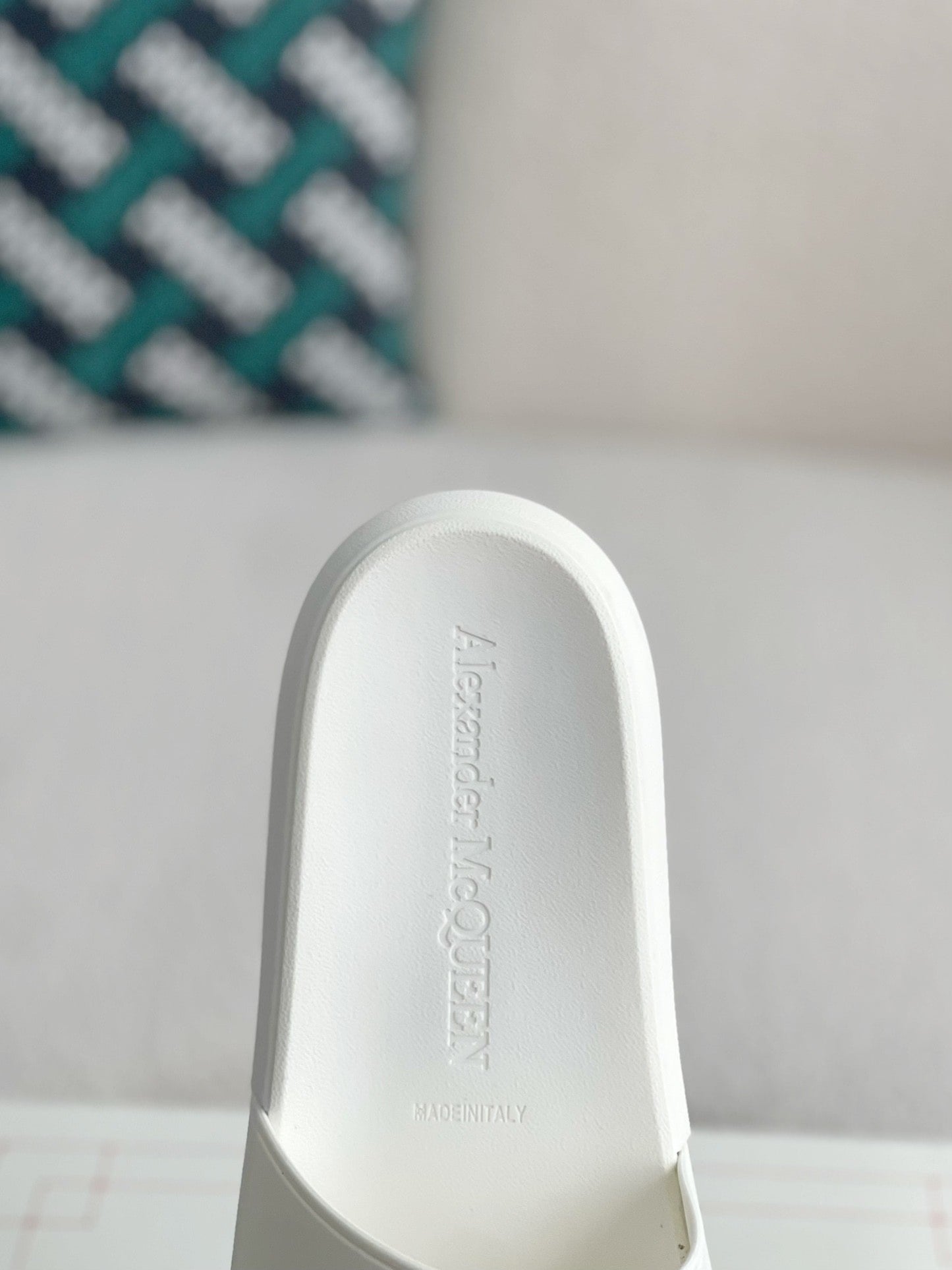 Alexander McQueen White Rubber Flat Slides
