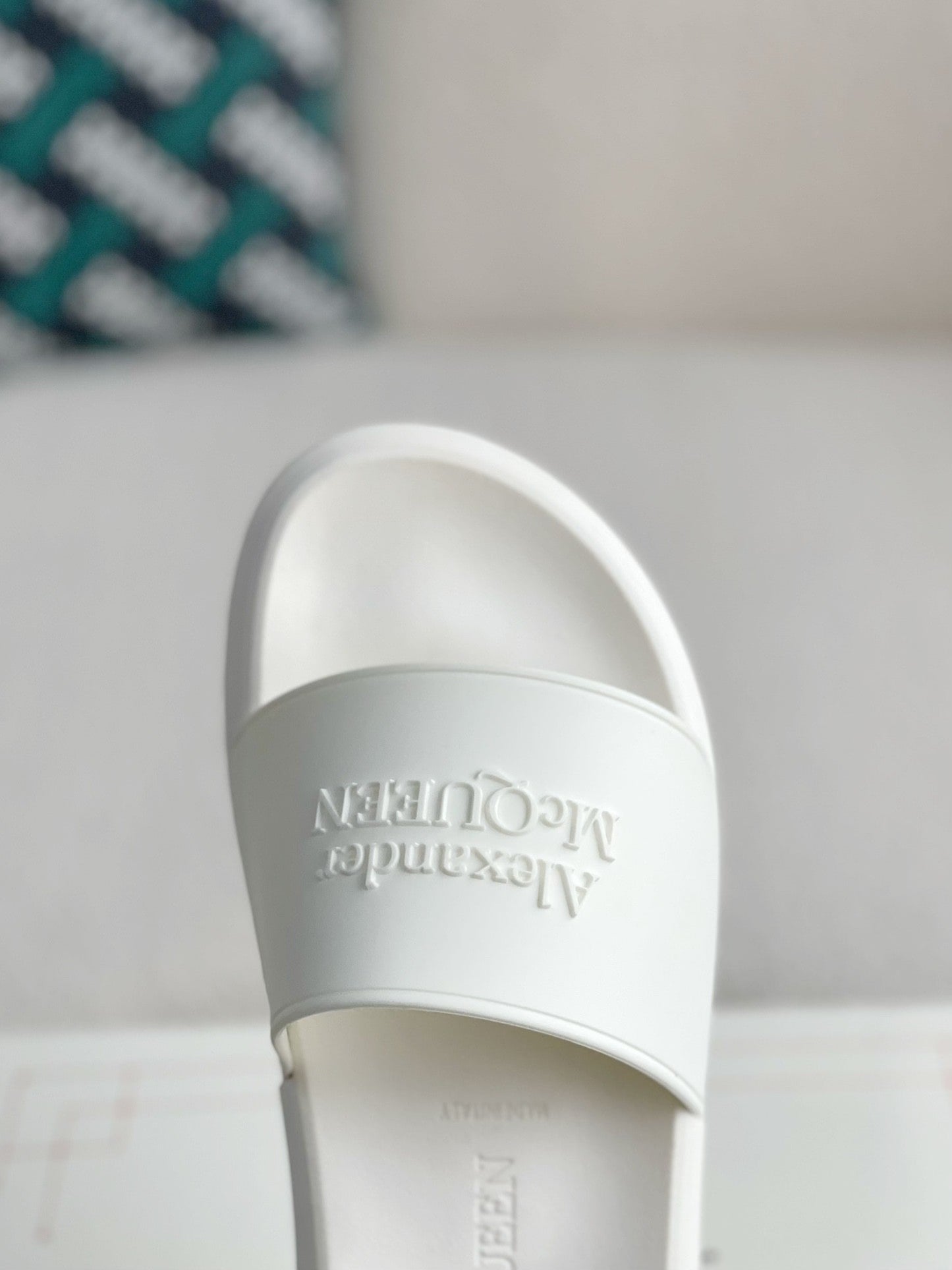 Alexander McQueen White Rubber Flat Slides