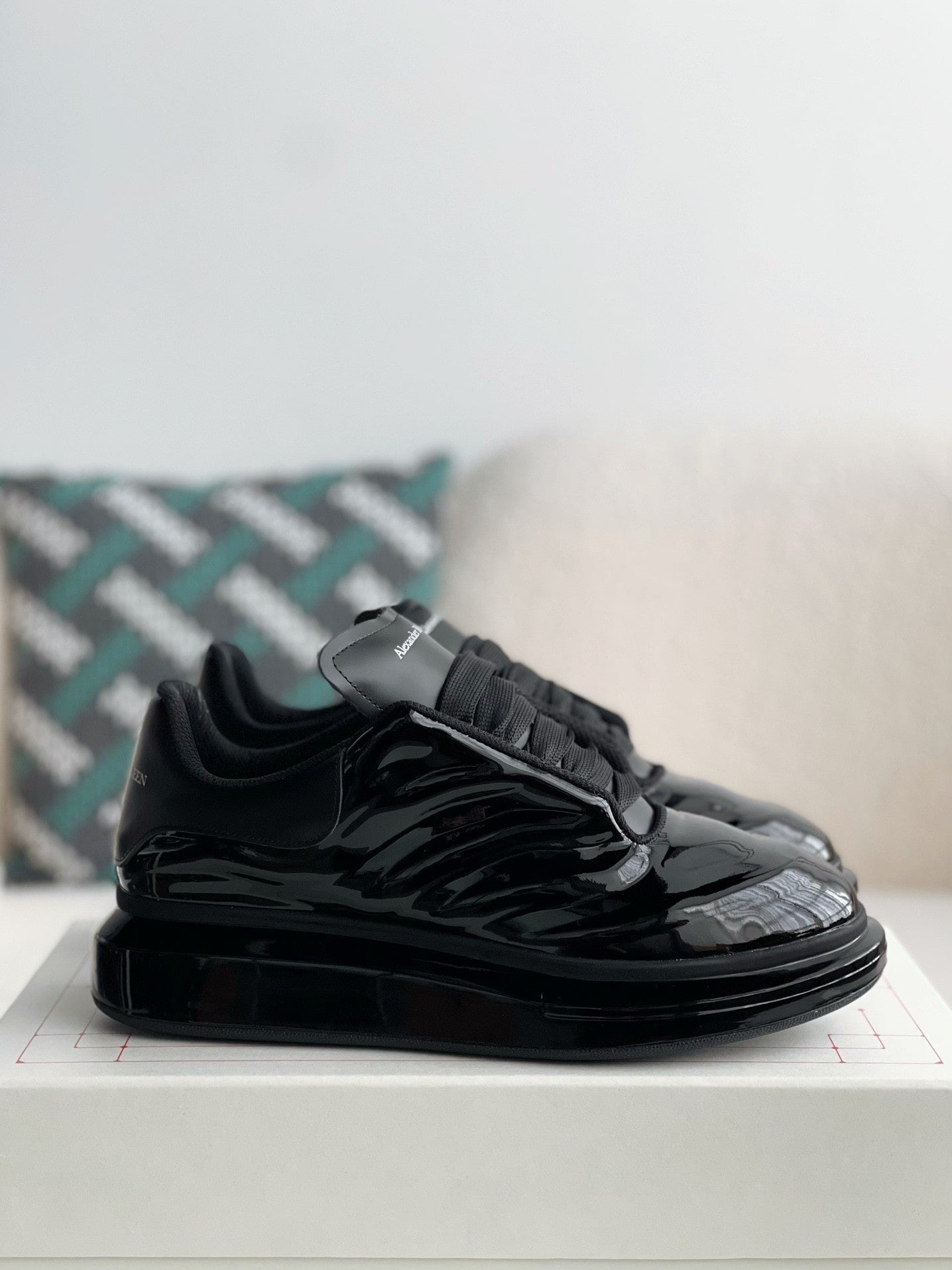 Alexander McQueen Oversized Black Lux Gloss Sneakers