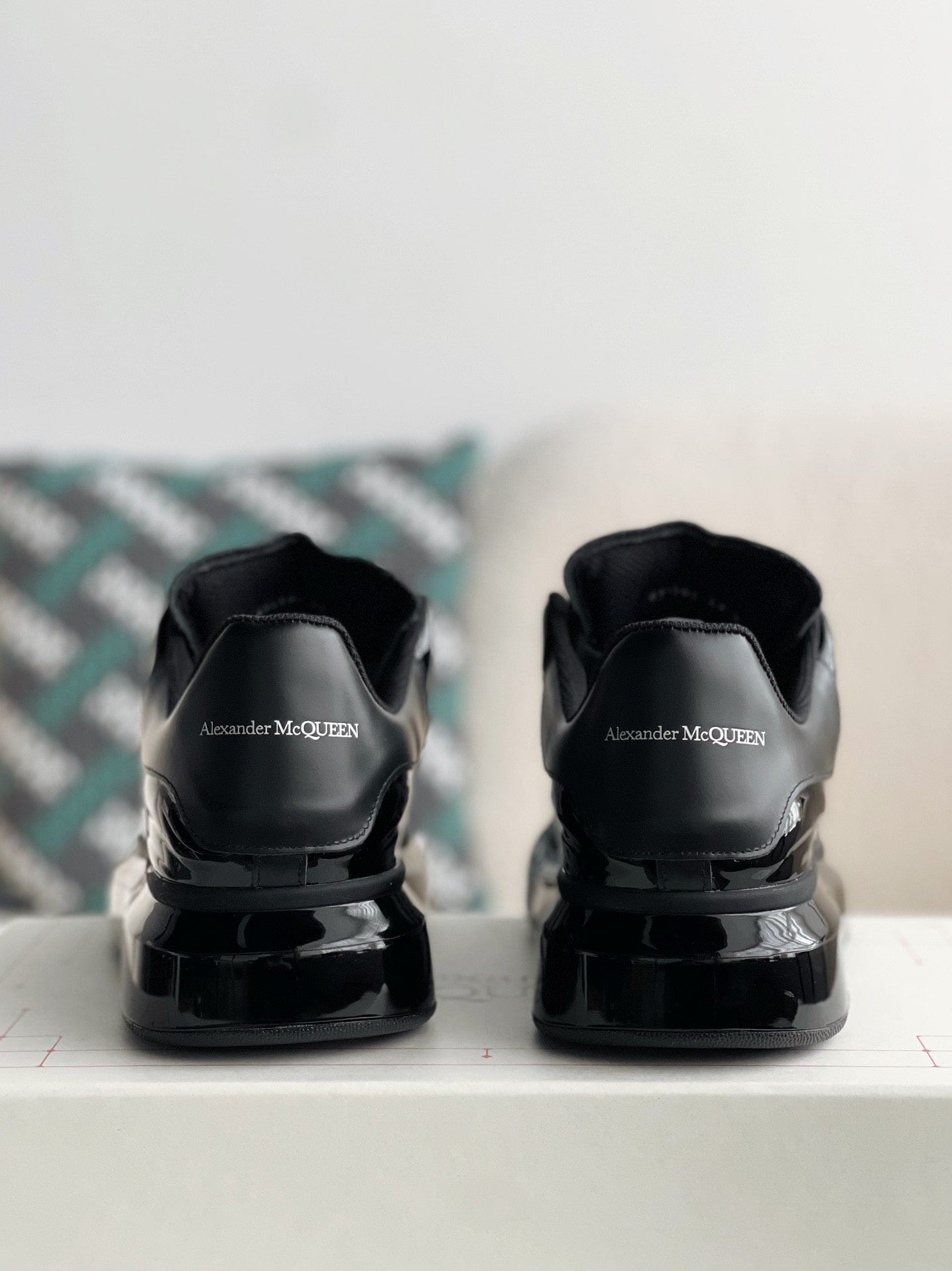 Alexander McQueen Oversized Black Lux Gloss Sneakers – HolloShoe