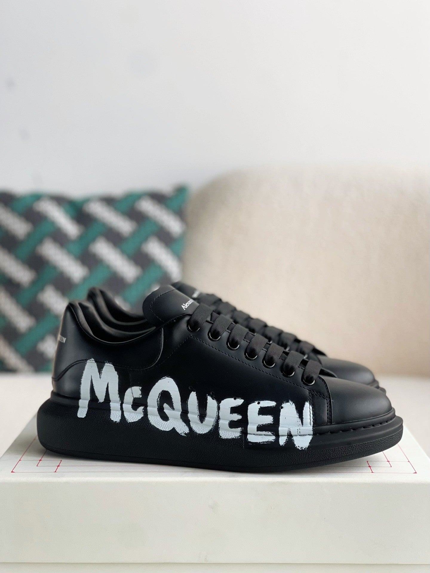 Alexander McQueen Oversized  Graffiti Black White Sneakers