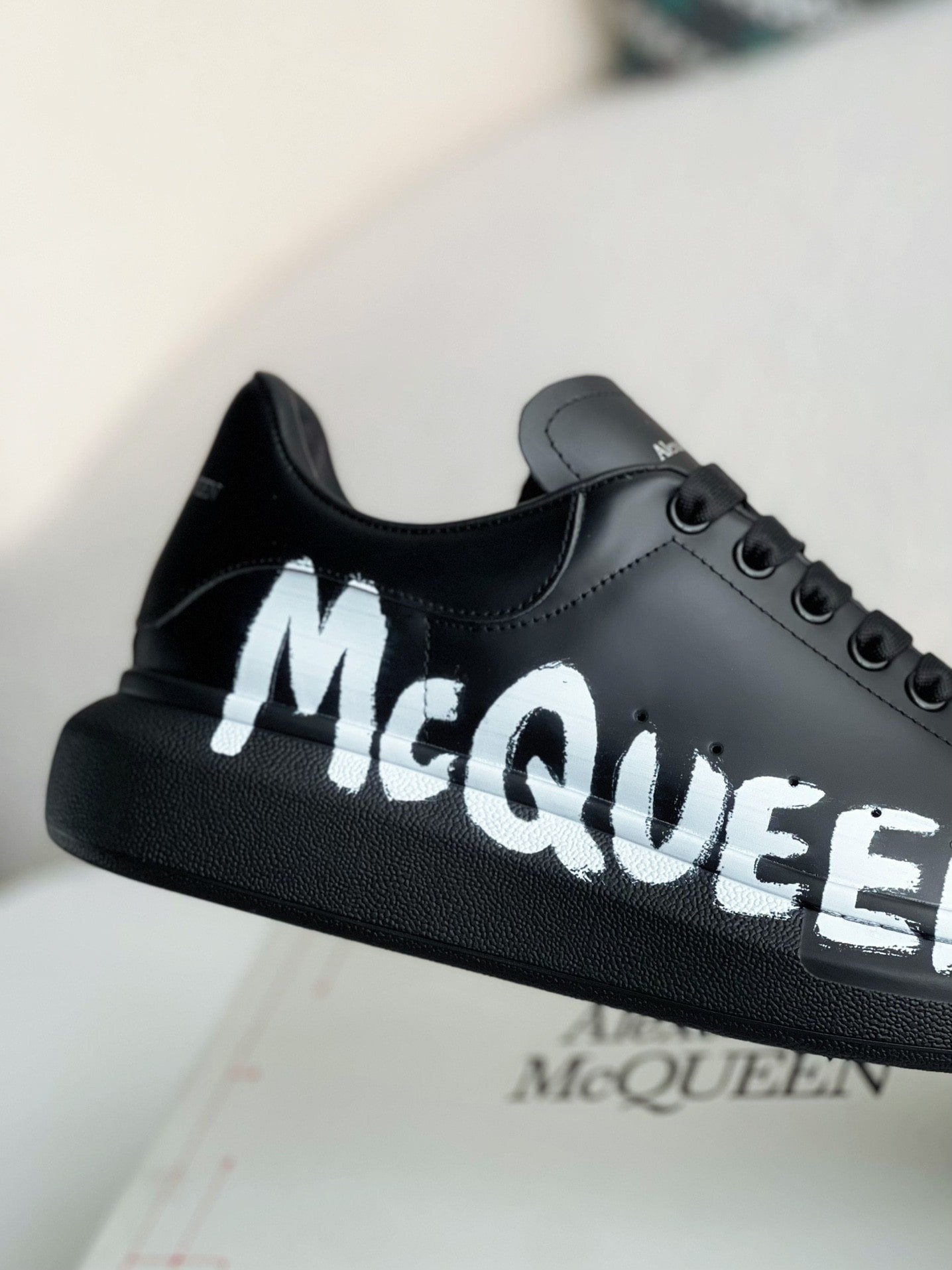 Alexander McQueen Oversized  Graffiti Black White Sneakers