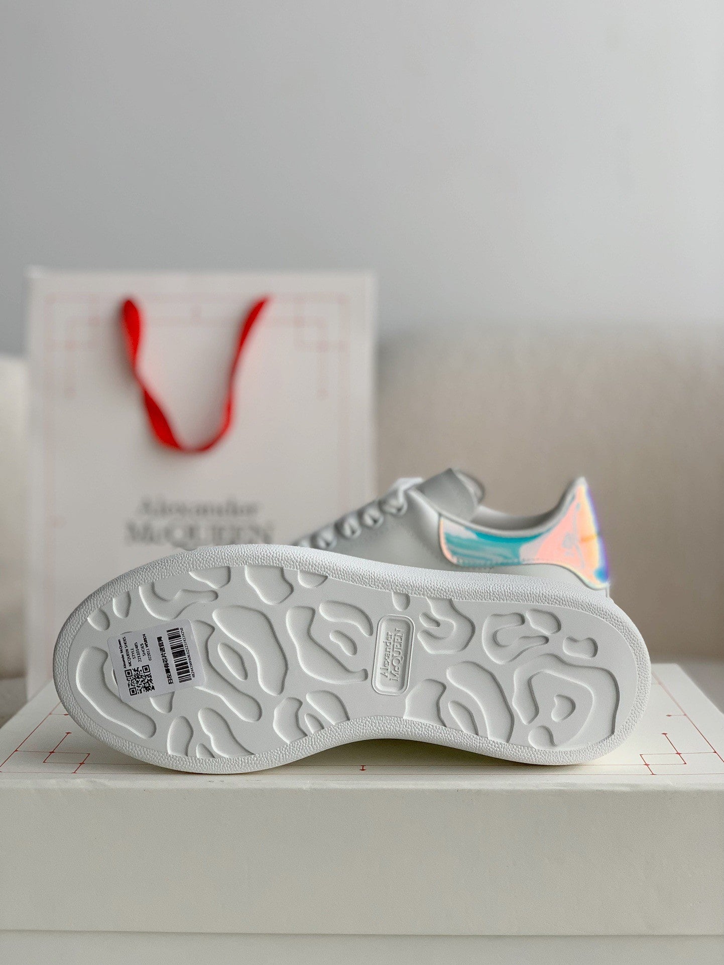 Alexander McQueen White Leather Oversized Sneakers with