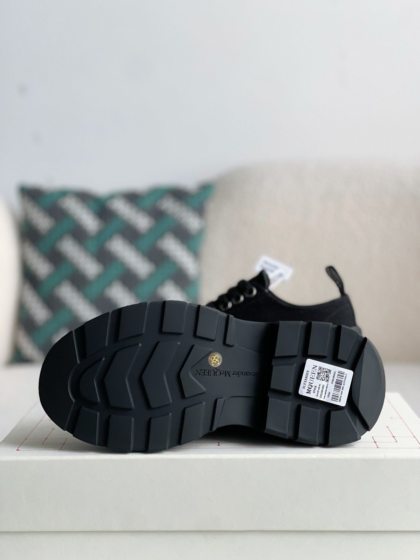 Alexander McQueen Tread Slick Lace Up Black Sneakers