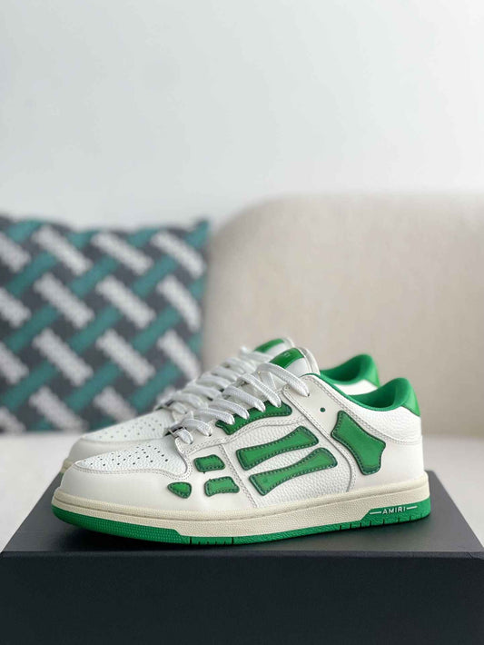 Amiri Skel Top Low – White & Green Grained Leather