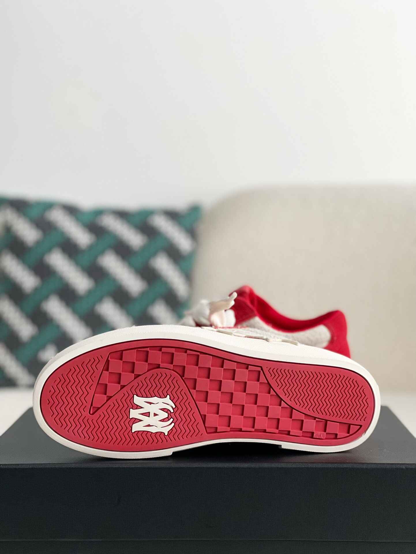 Amiri Star Court Low – Red & Bone Suede