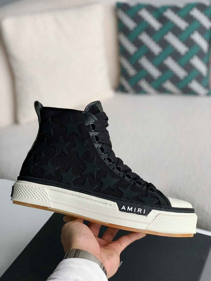 Amiri Stars Court High Top Black Sneakers