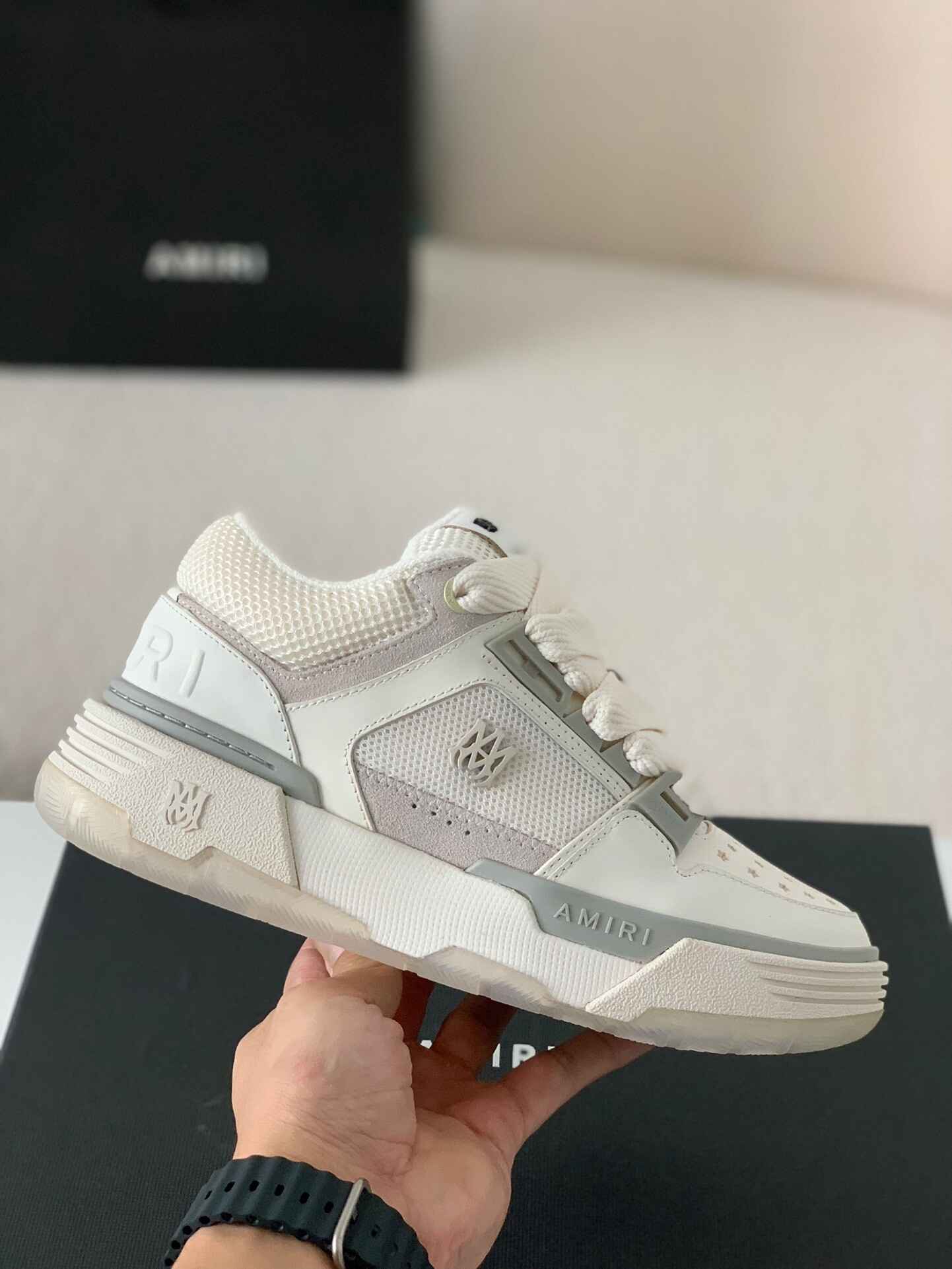 Amiri MA-1 White Gray Sneakers