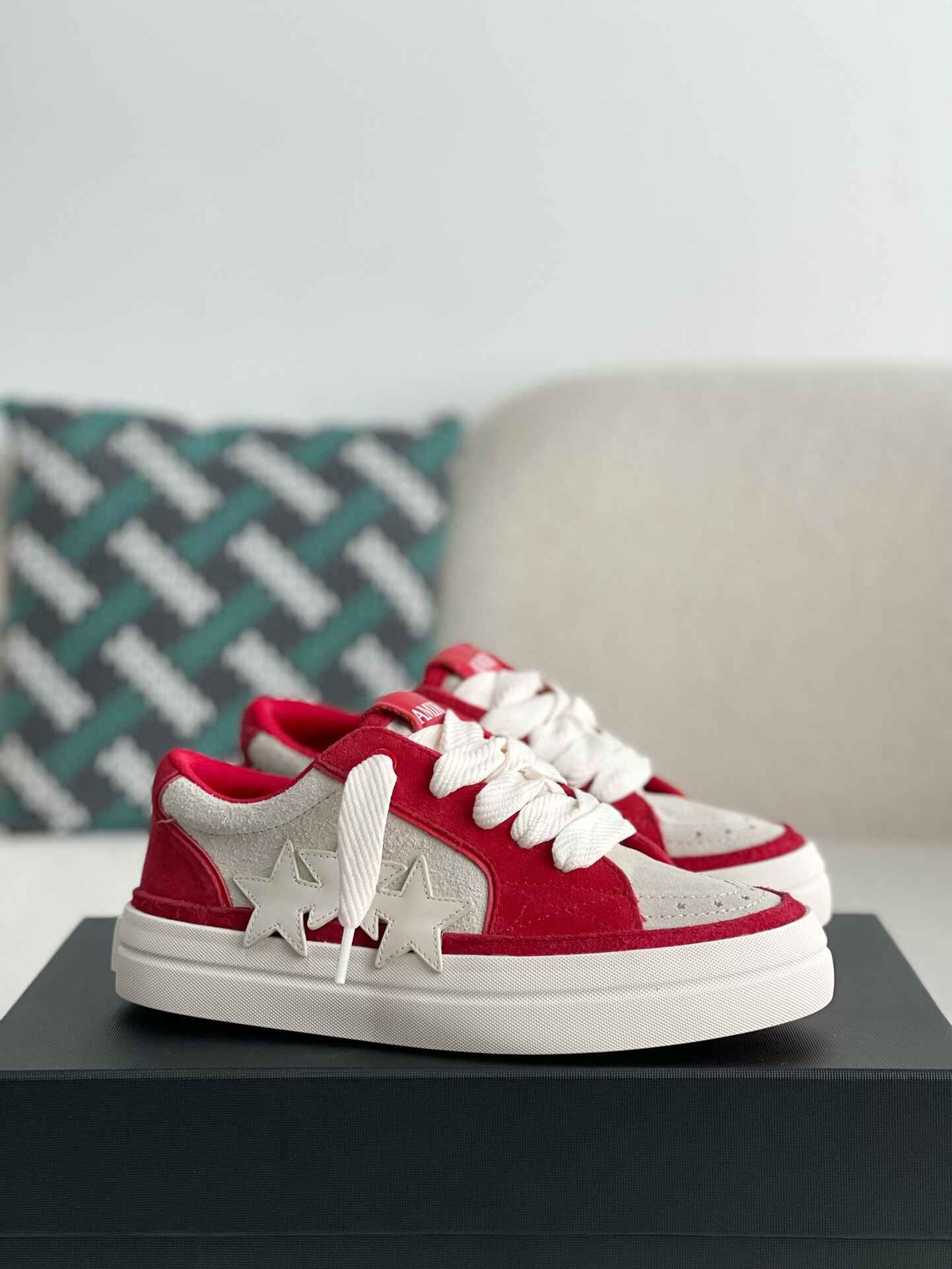 Amiri Red Cream Sunset Skate Sneakers