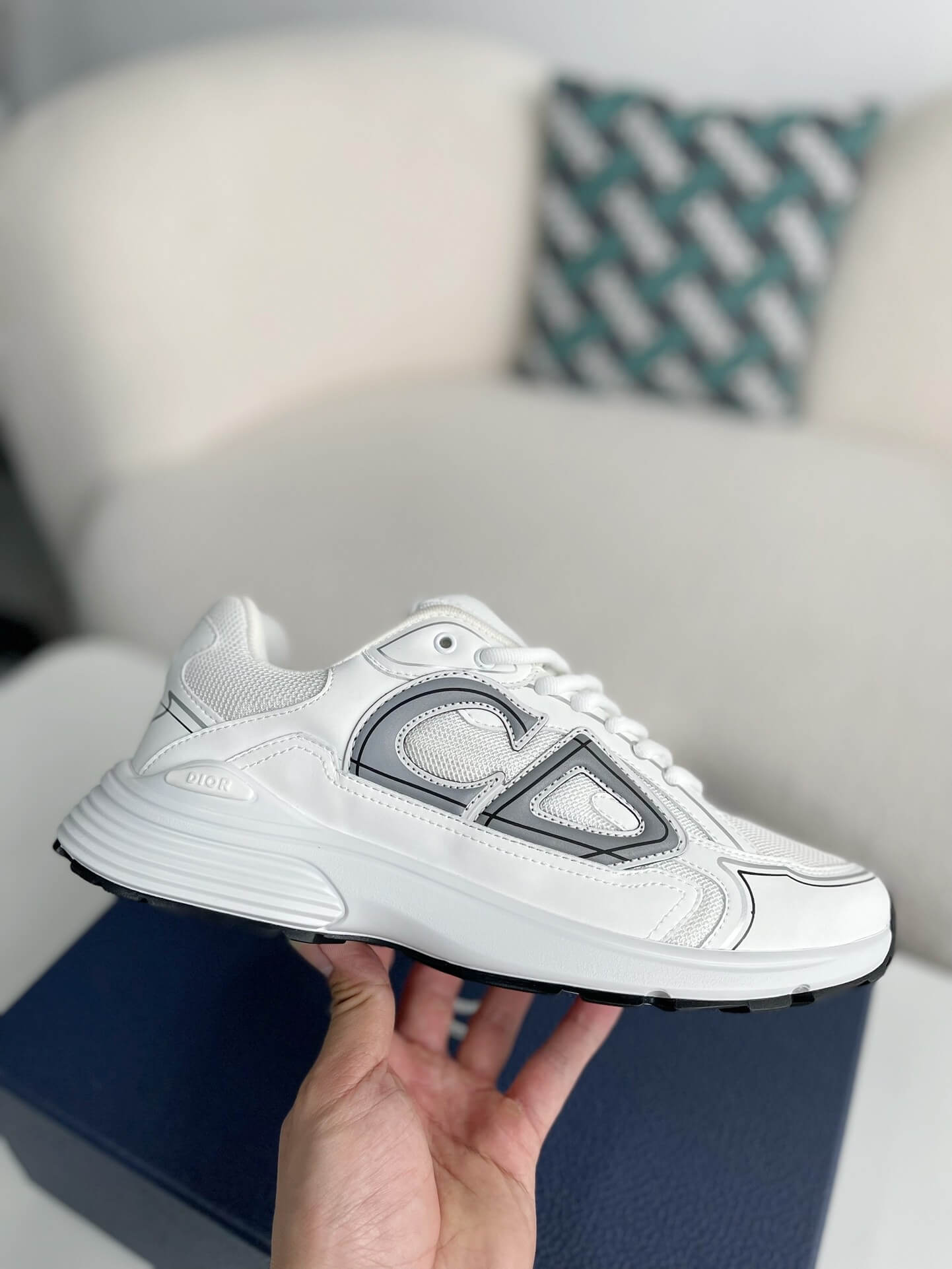 Dior B30 Low-Top Sneaker White Mesh and Technical Fabric with Grey