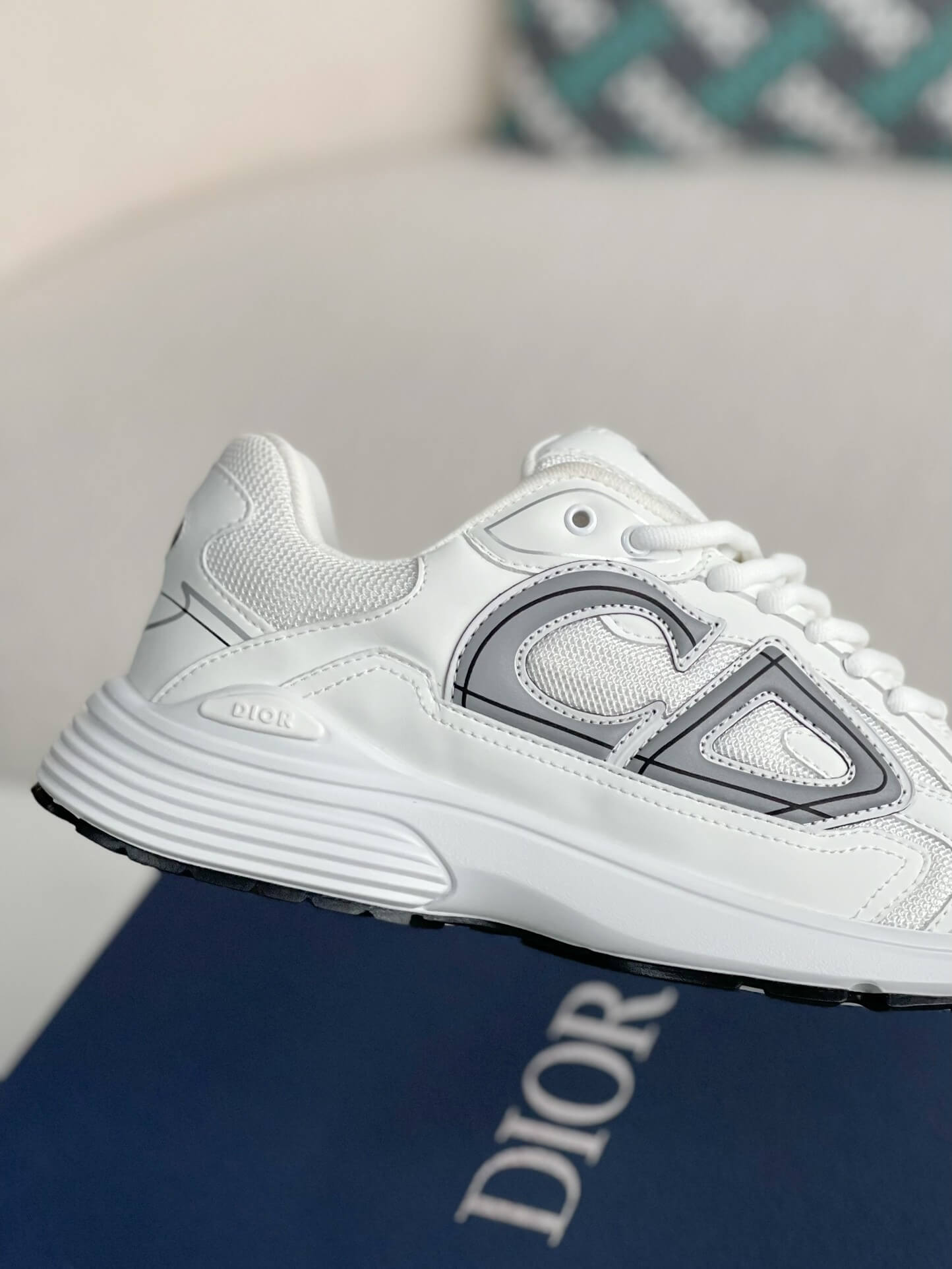 Dior B30 Low-Top Sneaker White Mesh and Technical Fabric with Grey
