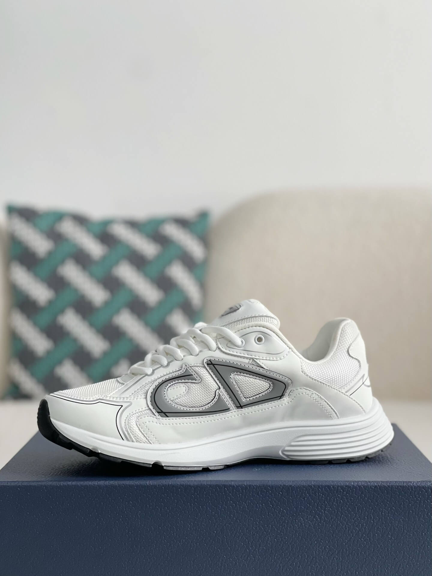 Dior B30 Low-Top Sneaker White Mesh and Technical Fabric with Grey