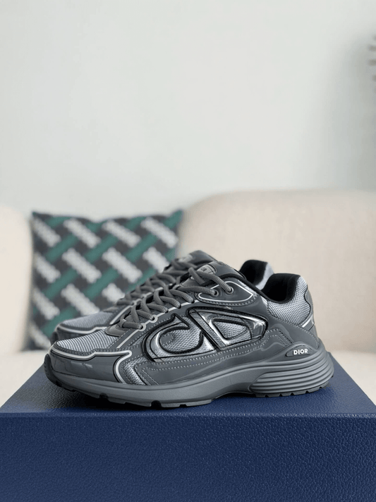 Dior B30 Countdown Low-Top Sneaker Light Grey Technical Mesh and Brilliant-Finish Grey Technical Fabric with White Rubber Sole