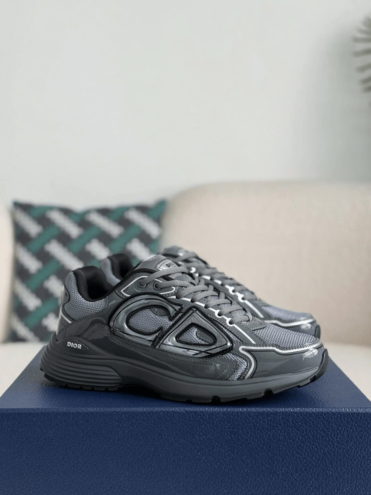 Dior B30 Countdown Low-Top Sneaker Light Grey Technical Mesh and Brilliant-Finish Grey Technical Fabric with White Rubber Sole