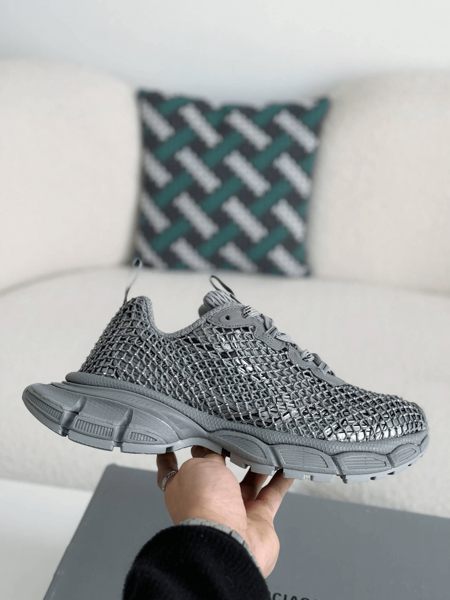 Balenciaga 3XL Sneaker Mesh Rhinestone – Grey
