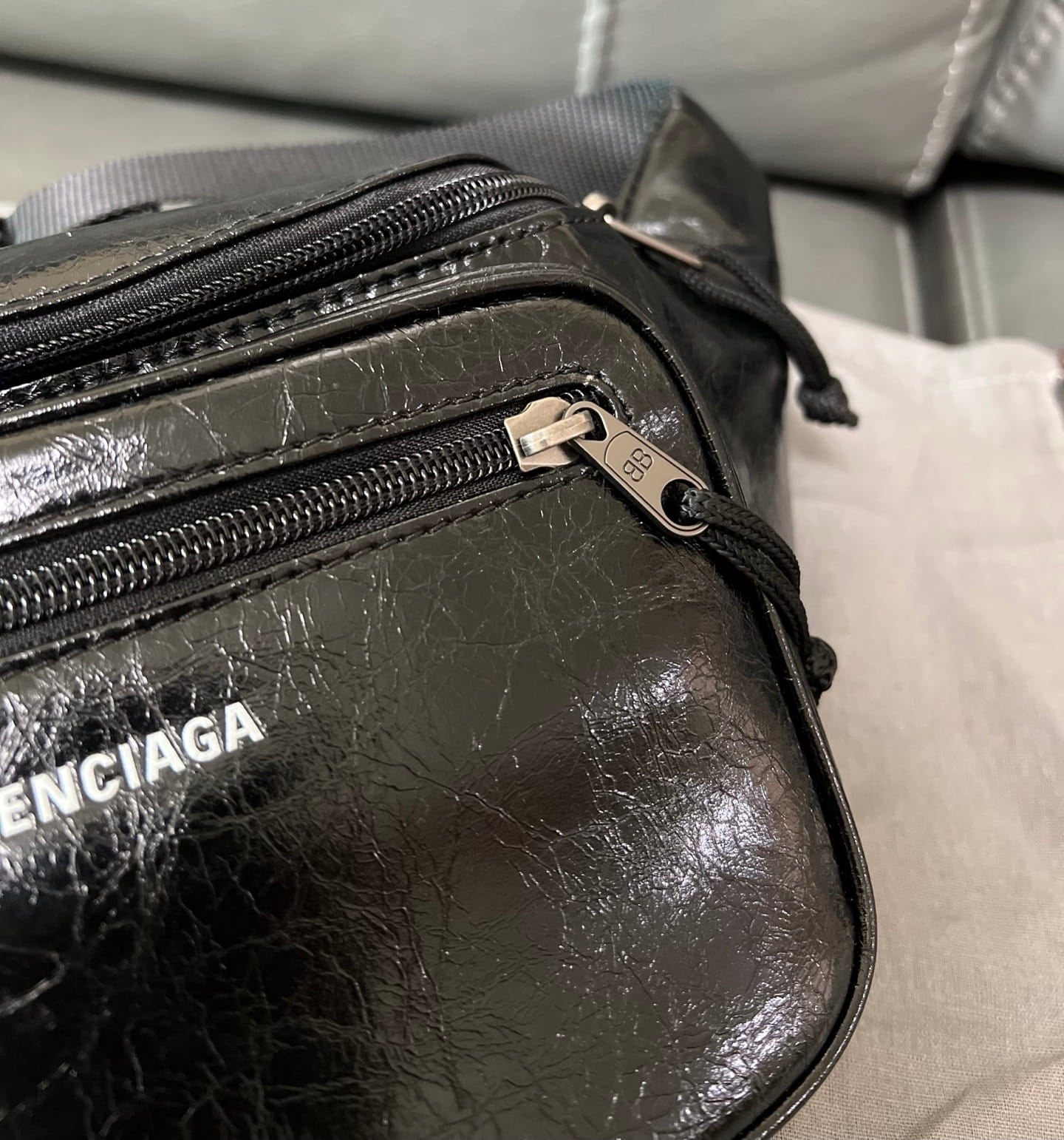 Balenciaga Men's Explorer Beltbag in Black Arena Lambskin Leather