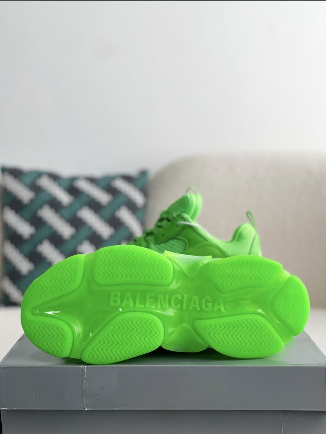 Balenciaga Triple S Sneaker Clear Sole – Neon Green – HolloShoe