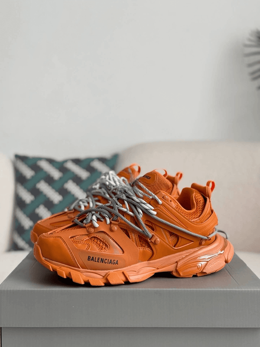 Balenciaga Track Sneaker in Orange with Grey Trail Laces