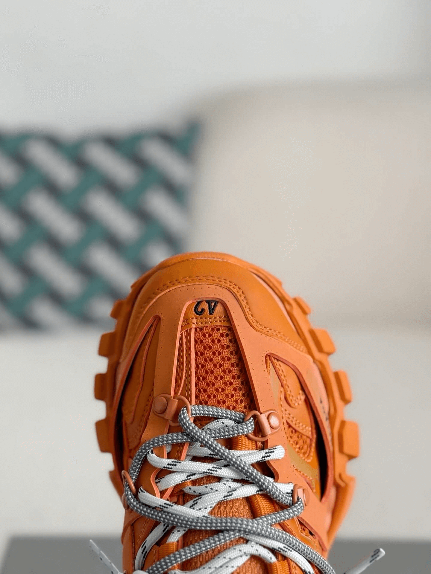 Balenciaga Track Sneaker in Orange with Grey Trail Laces – HolloShoe Balenciaga Track Sneaker in Orange with Grey Trail Laces – HolloShoe