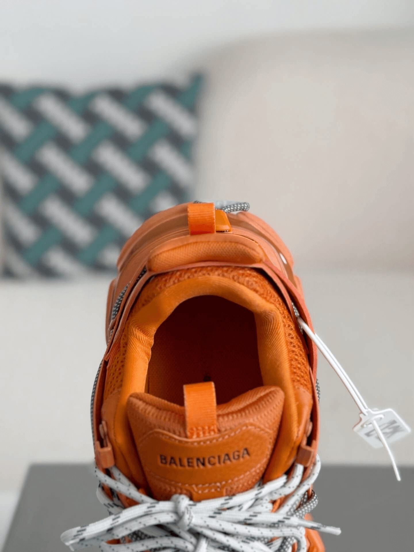 Balenciaga Track Sneaker in Orange with Grey Trail Laces
