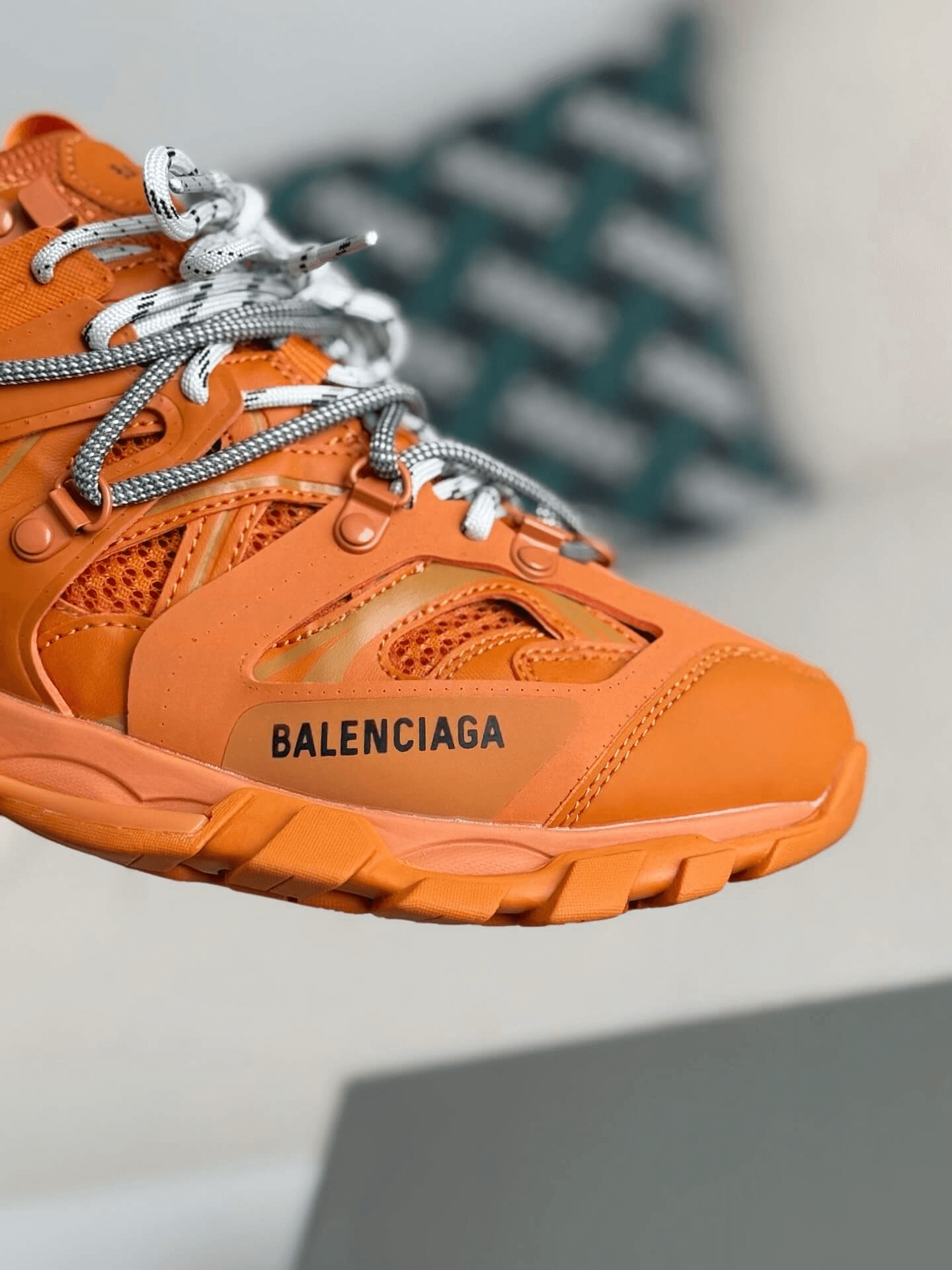 Balenciaga Track Sneaker in Orange with Grey Trail Laces