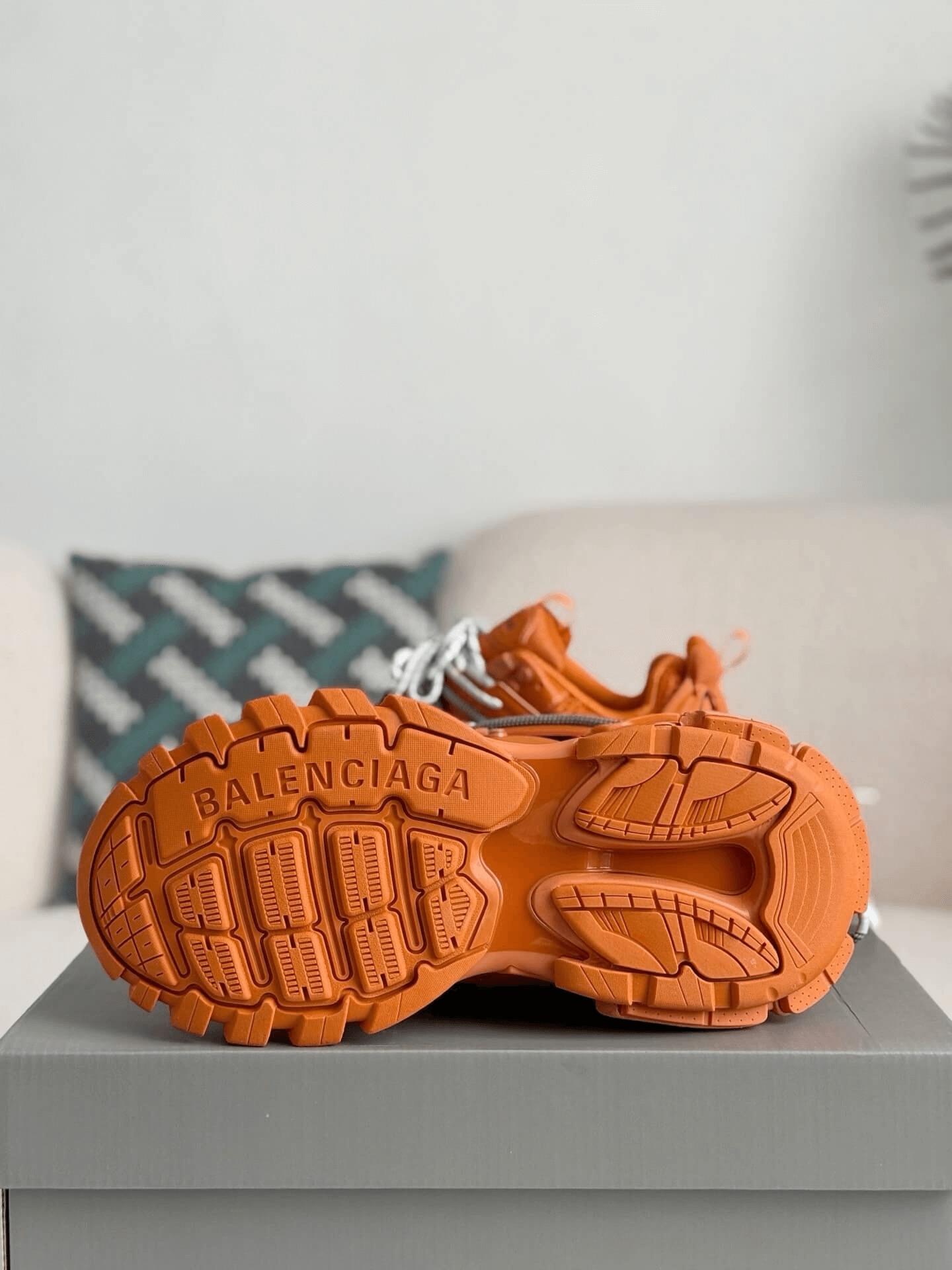 Balenciaga Track Sneaker in Orange with Grey Trail Laces