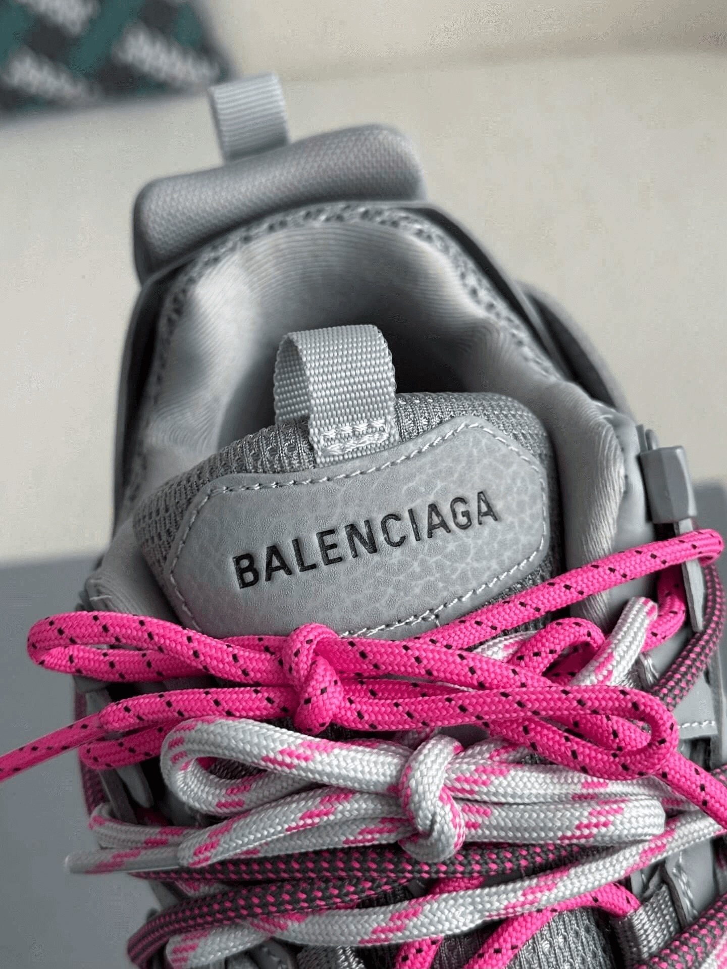 Balenciaga Track Sneaker in Grey with Pink Trail Laces – Hollo Shoe
