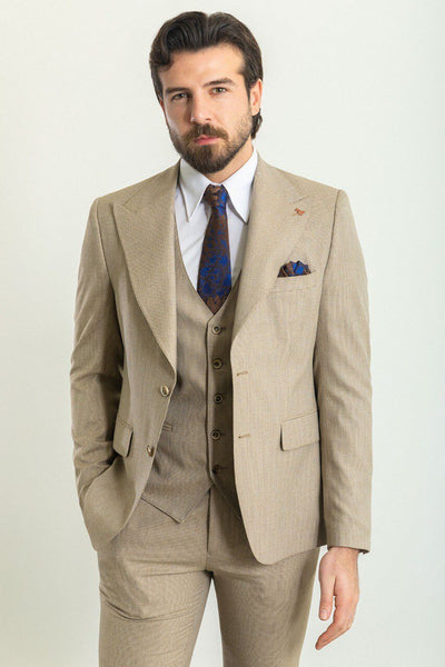 Beige 3-Piece Suit – Hollo Shoe